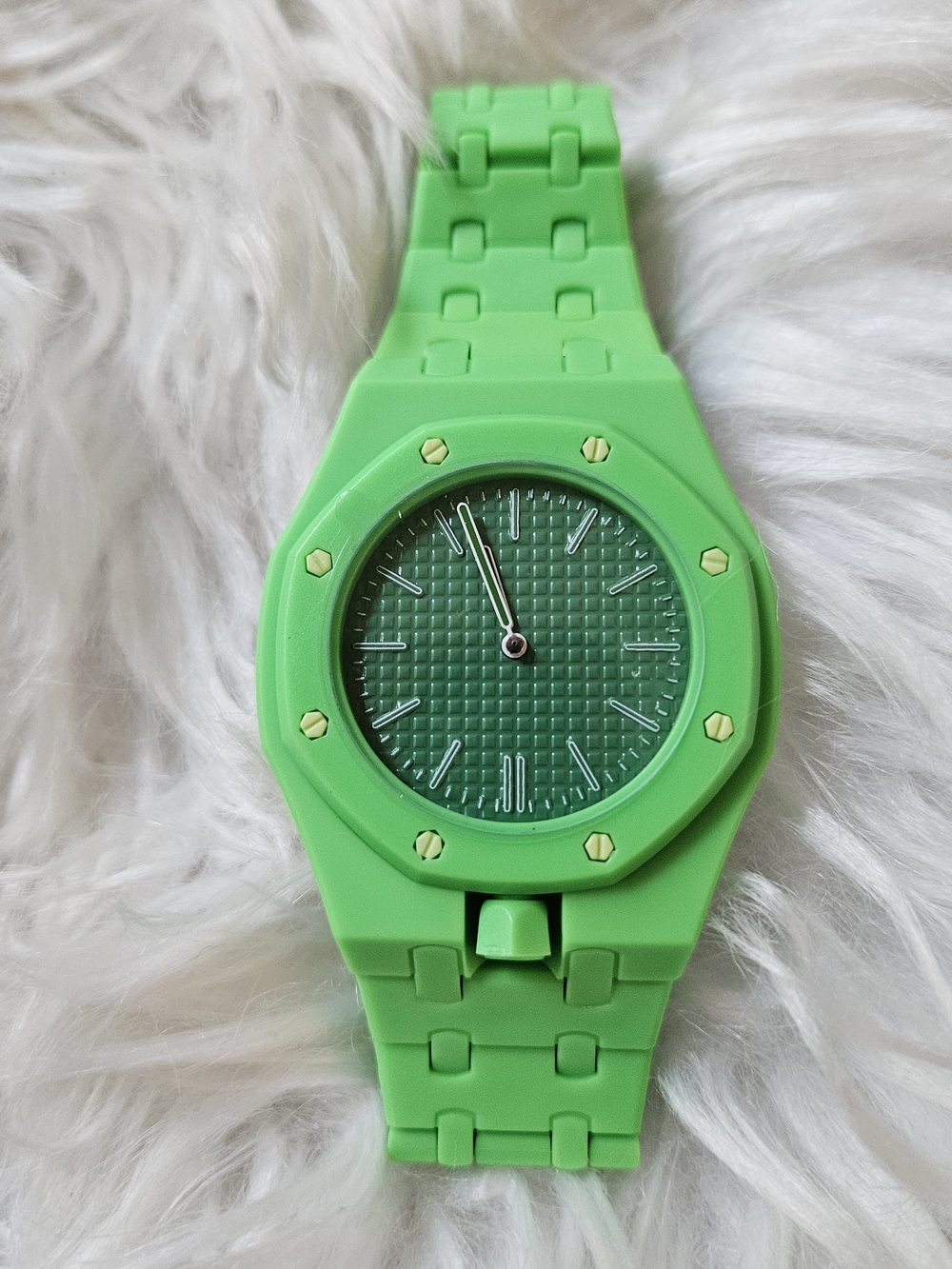 Othr Bright Green Silicone Watch with Textured Dial